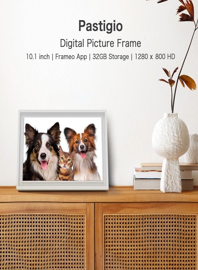 إطار صور رقمي بتقنية الواي فاي، إطار صور رقمي من Frameo مقاس 10.1 بوصة، ذاكرة 32 جيجابايت، شاشة لمس عالية الدقة 1280*800، تدوير تلقائي، مشاركة الصور والفيديوهات فورًا، هدية مثالية لحفلات الزفاف وأعياد الميلاد للنساء والأمهات والآباء - Image 2